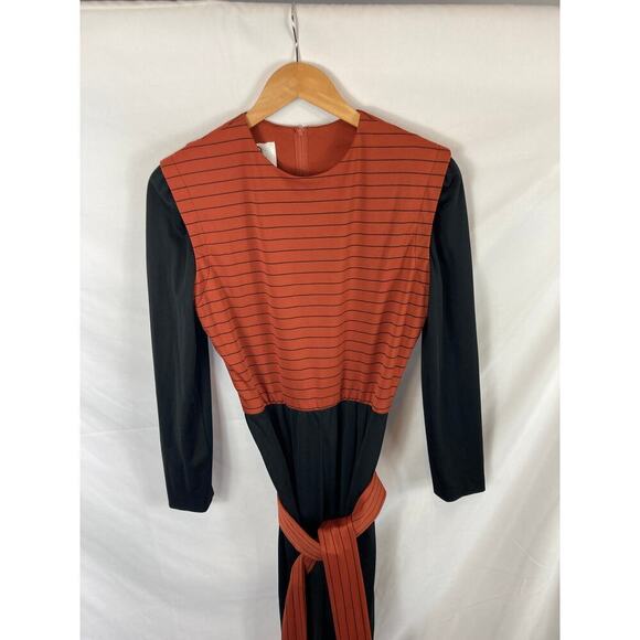 Alfred Shaheen Orange Black Color Block Jumpsuit Size 10 - Picture 2 of 6